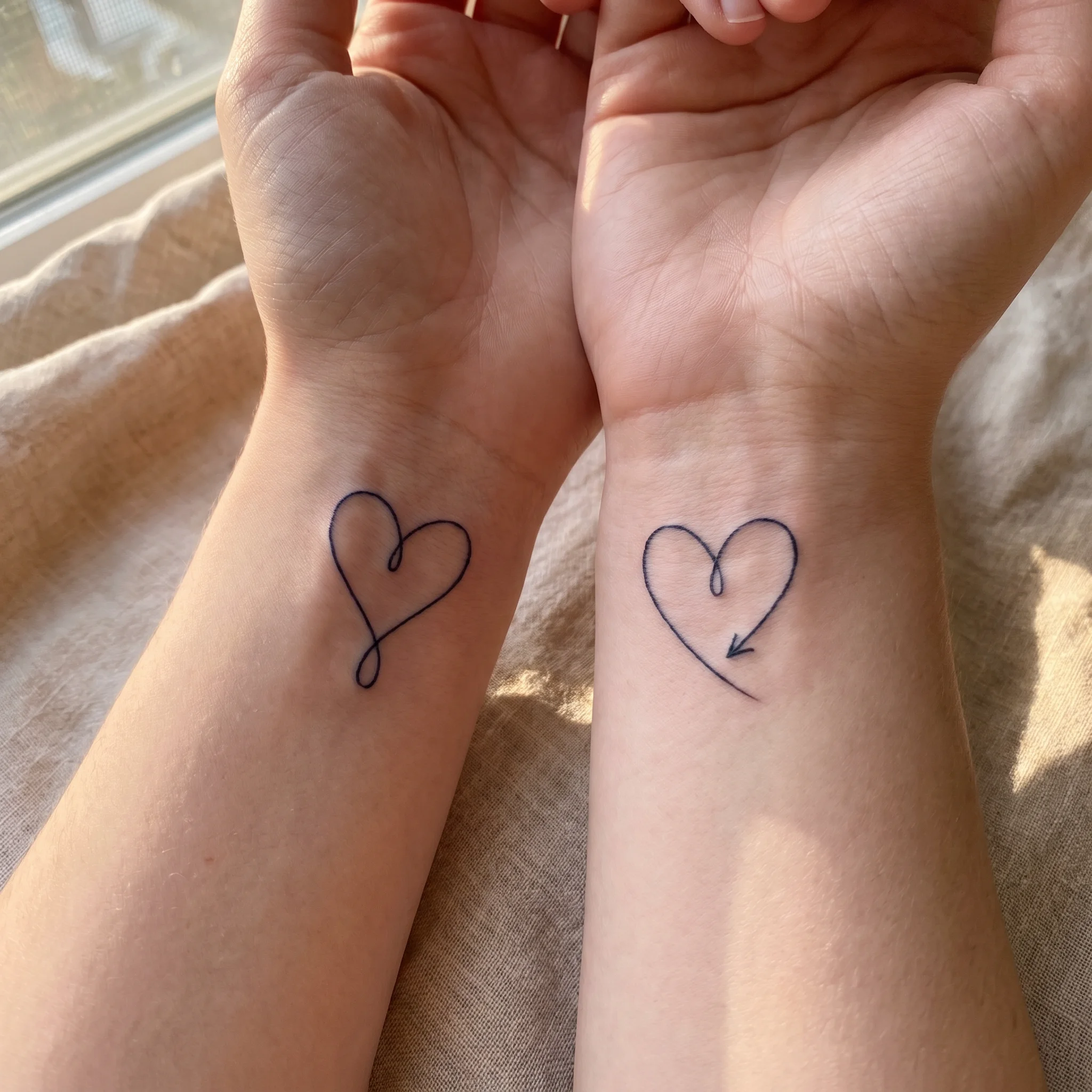 Hearts tattoo on skin