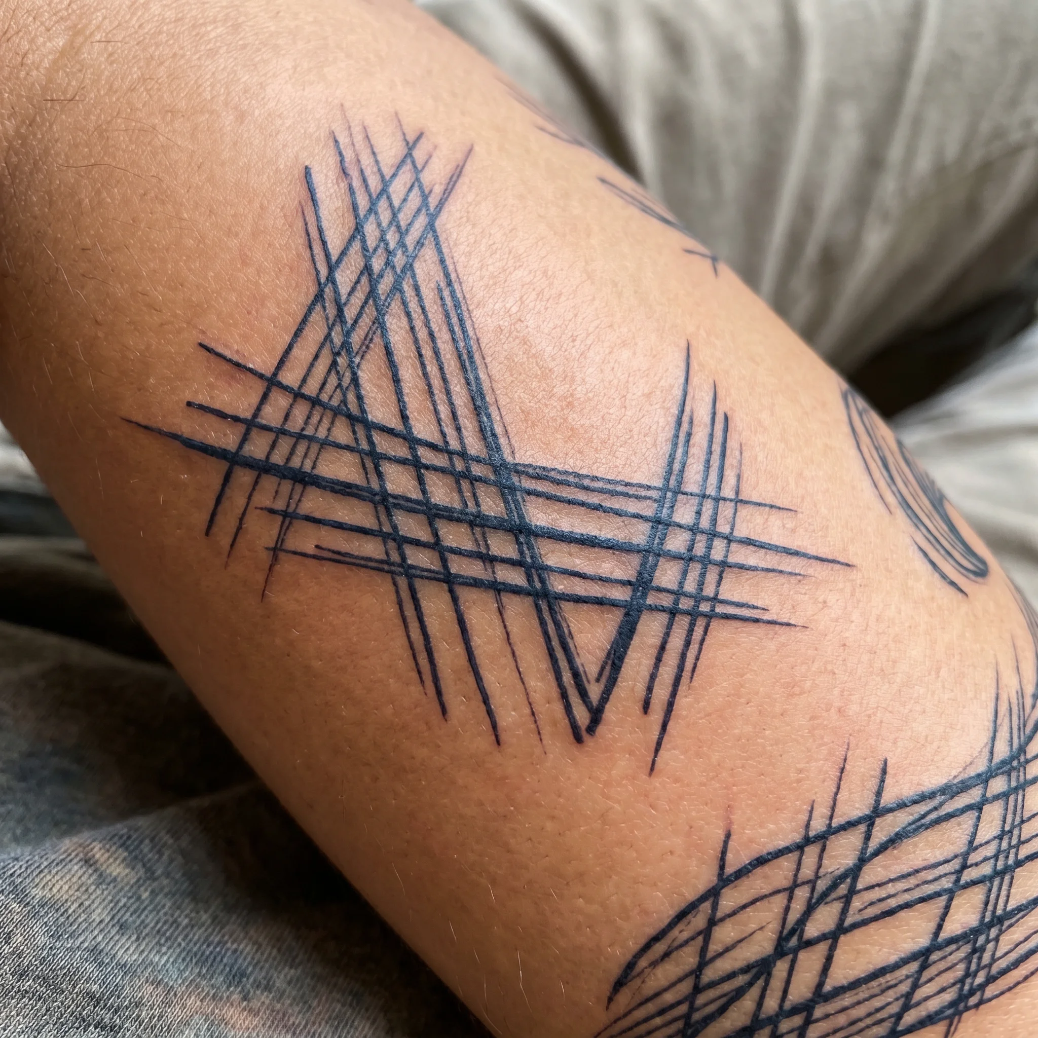 Linework tattoo on skin