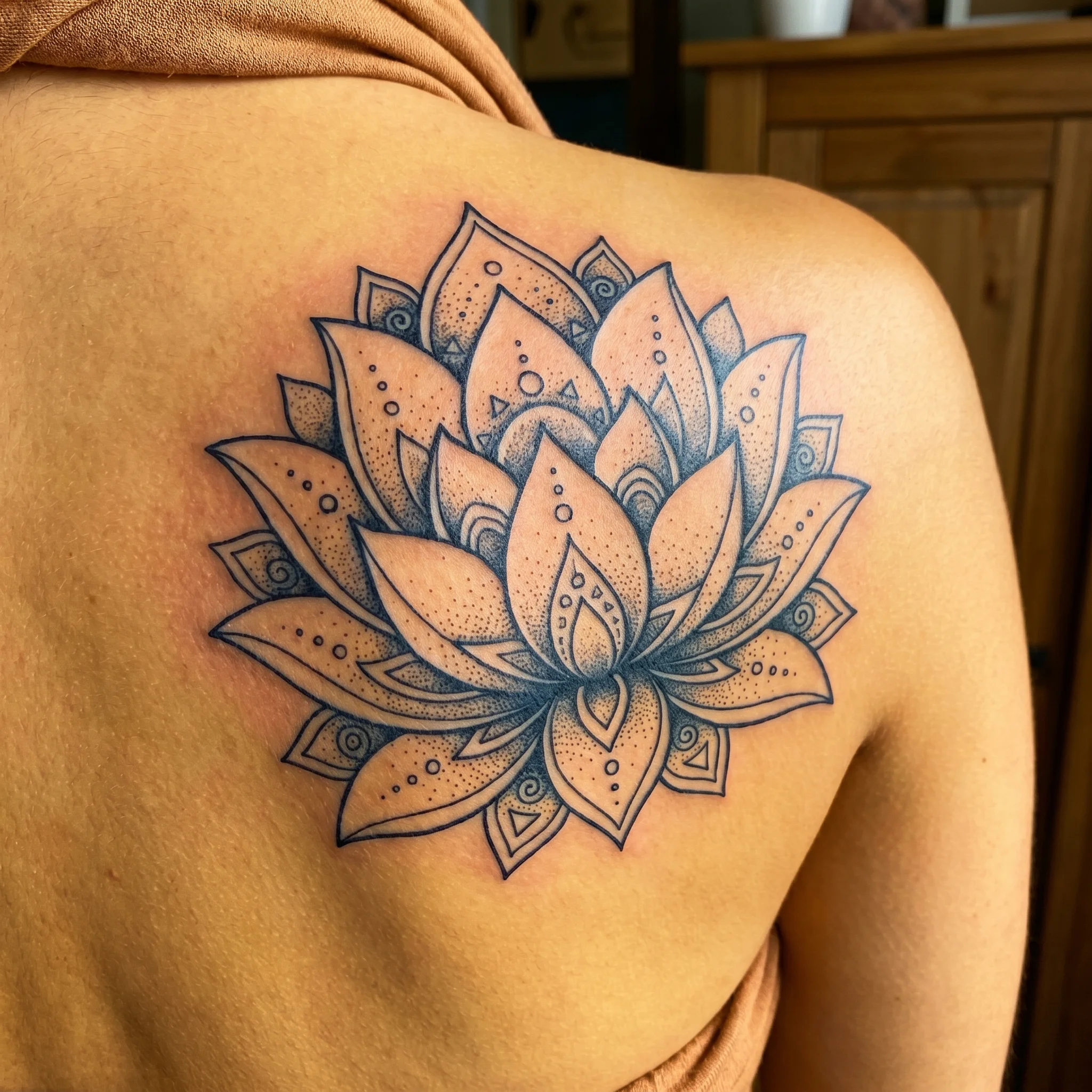 Lotus tattoo on skin