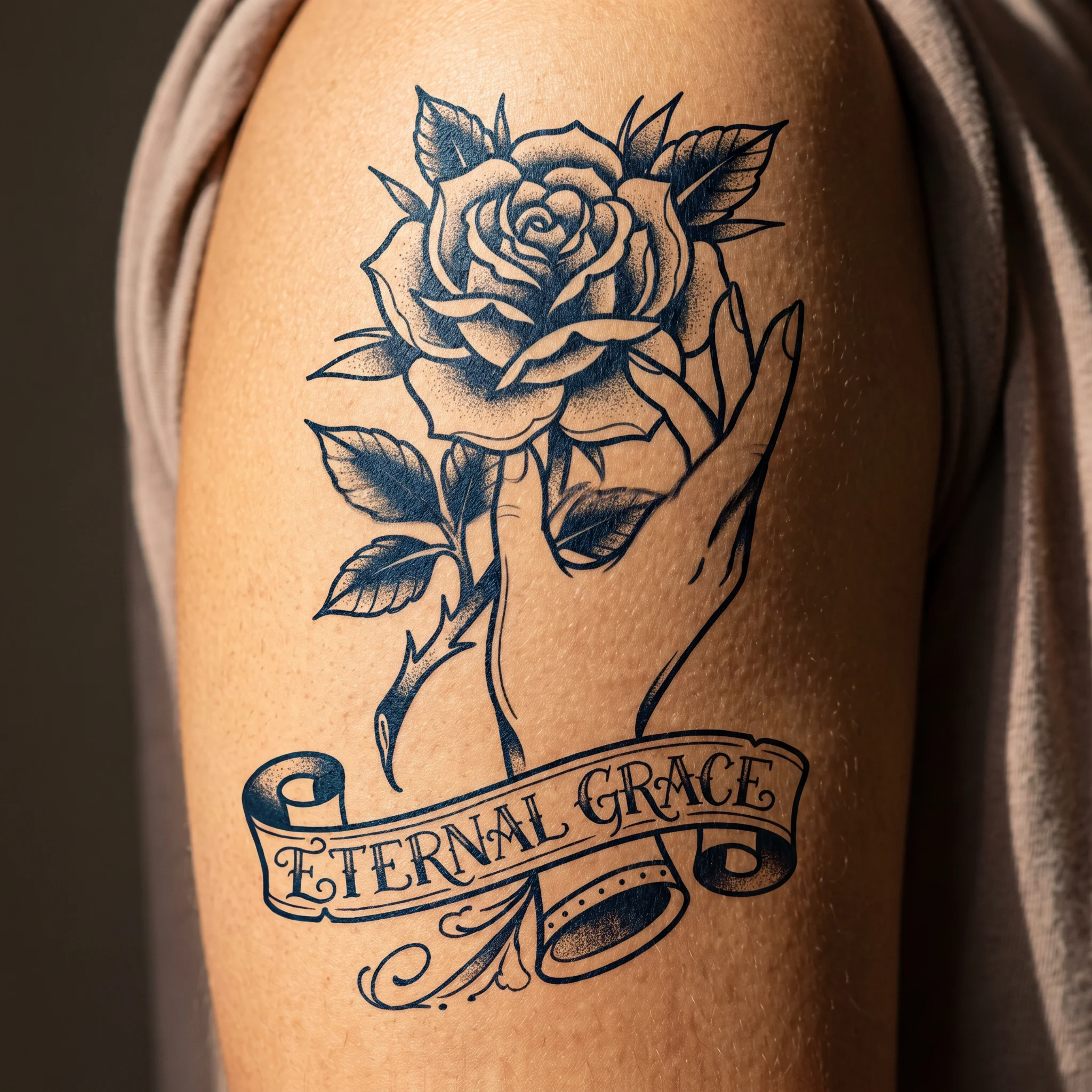 RoseHand tattoo on skin